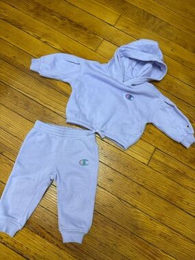 Champion Kids Lavender Cropped Hoodie & Joggers Set